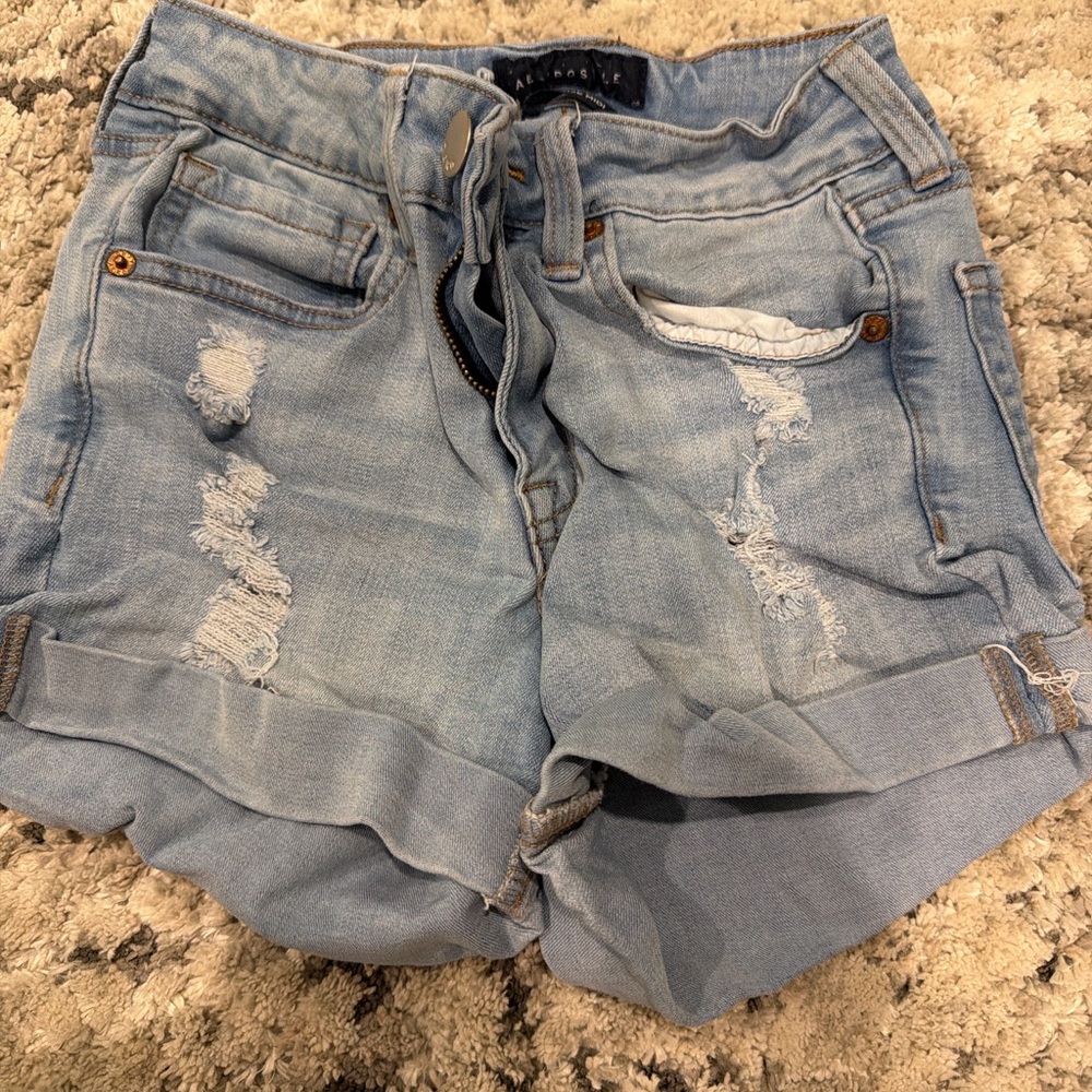 Aeropostale Light Blue Distressed Denim Shorts